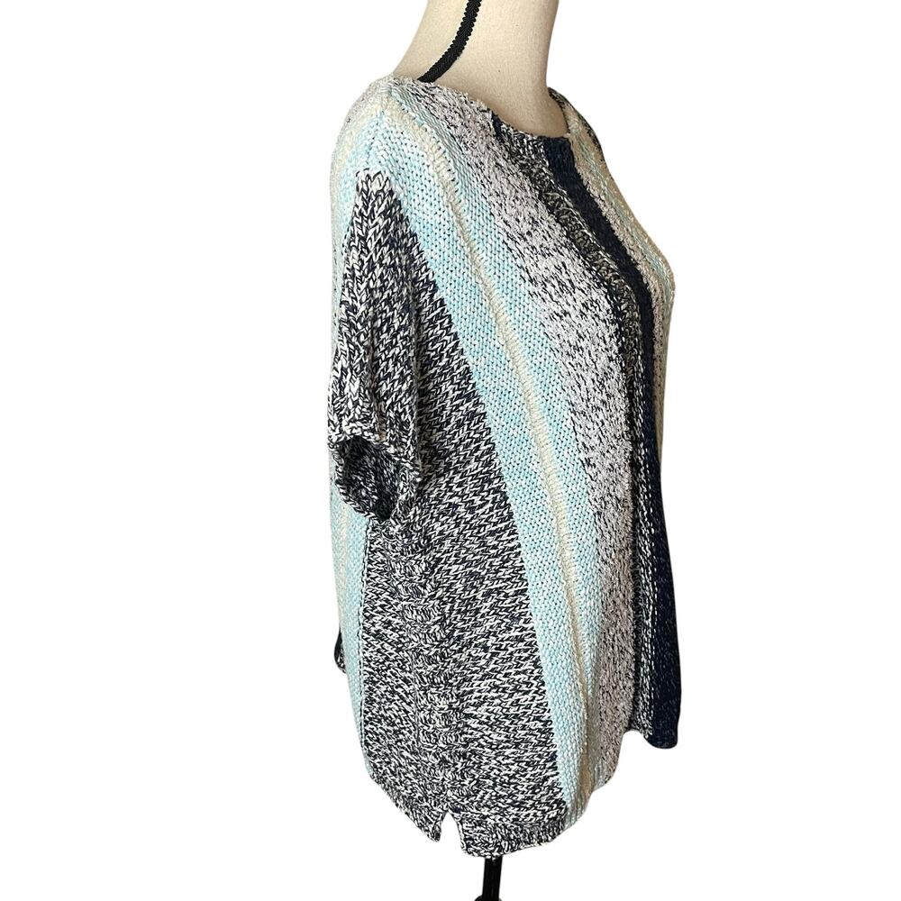 J. Jill Sweater Short Cap Sleeve Cotton Blend Knit Stripe Sweater Size 1X Costal - Picture 5 of 11